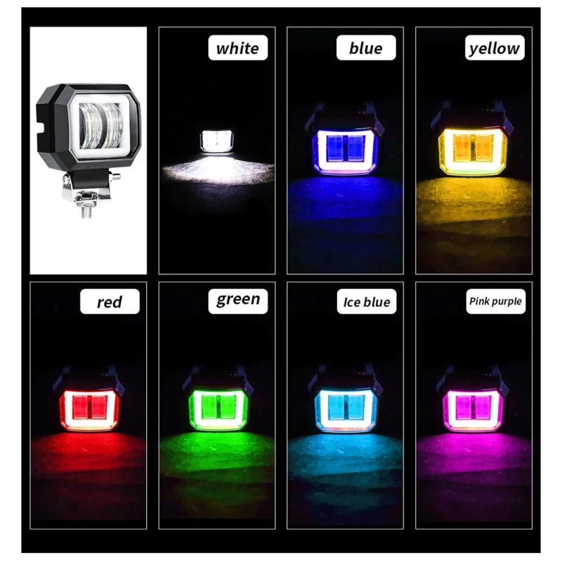 Dxz 7D 20W Lamp Angel Eyes Square LED Waterproof Light Bar Spot Light Motorcycle Offroad Car Boat LED Work Light