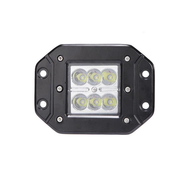 18W Flood LED Work Light Bar Flush Mount Driving Light Offroad Fog Lamp for 4X4 J-Eep ATV UTV Truck Boats