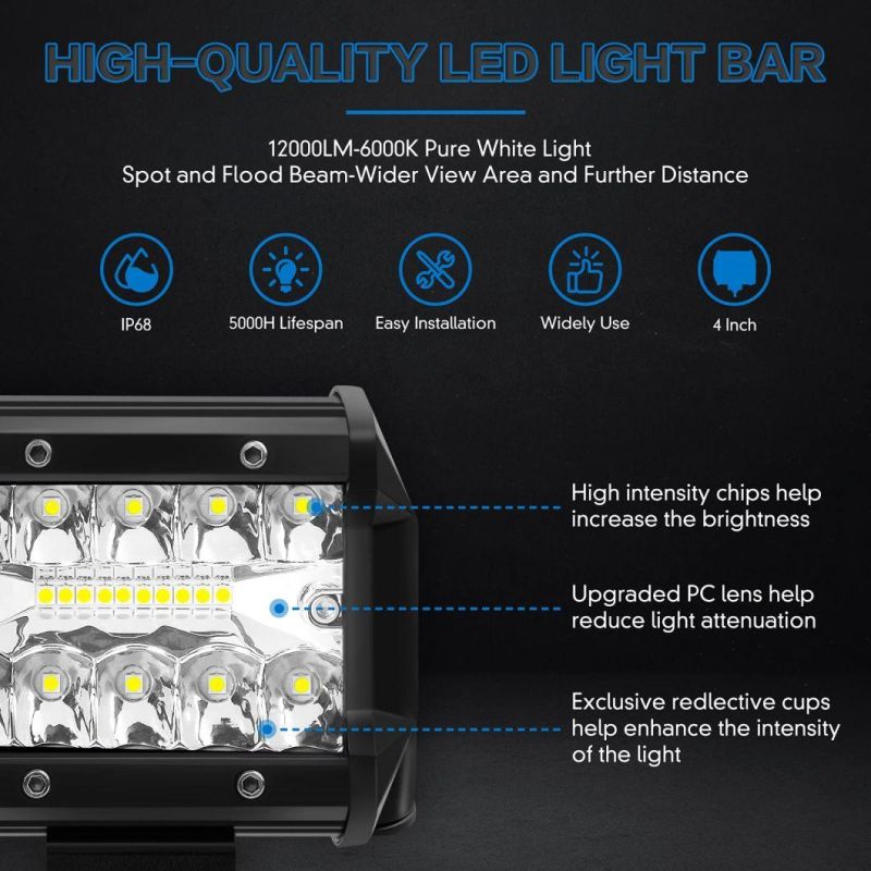 Spot Flood LED Driving Fog off Road Lights Bars LED Work Light for Truck Pickup Van Camper SUV ATV