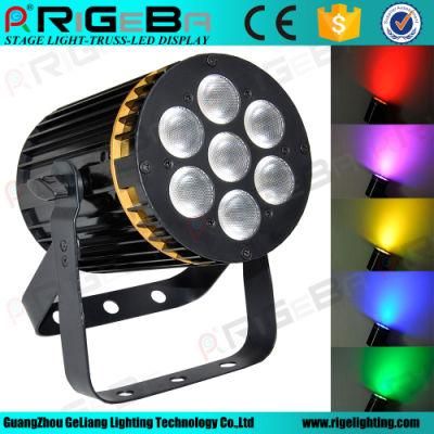 7PCS8w Gold Ring RGBW 4in1 Flat LED Stage PAR Can Light