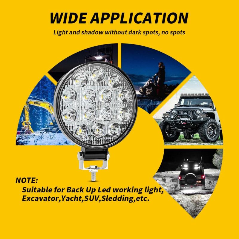 Dxz Factory Direct Sales of High Quality 4inch 42W 14LED 20mm Work Lights 6000K off-Road for 4X4 Wheel Truck SUV LED Work Lights