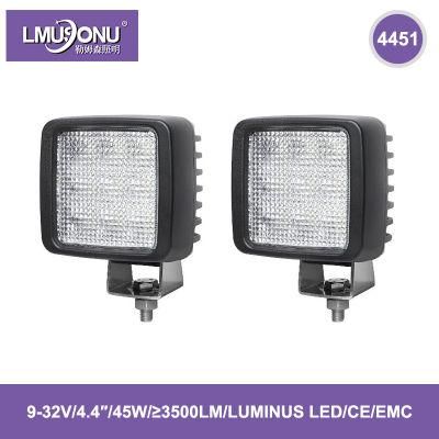 4451 Square LED Work Lights Luminus LED 4.4 Inch 45W 3500lm Spot Flood Beam