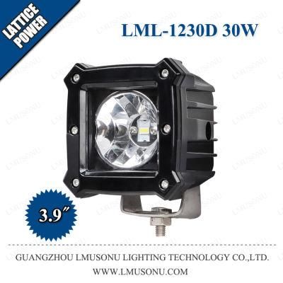 3.9 Inch 30W Square 12V LED Work Lamp Light Lattice Power Spot Flood Waterproof IP67 with Backlight