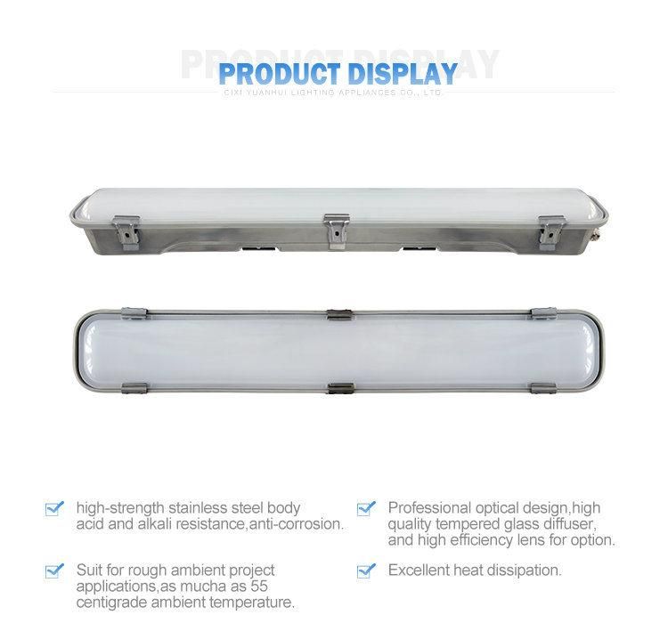 Tri-Proof LED Light, Waterproof IP66 Stainless Steel Housing Linear LED Light for Tunnels