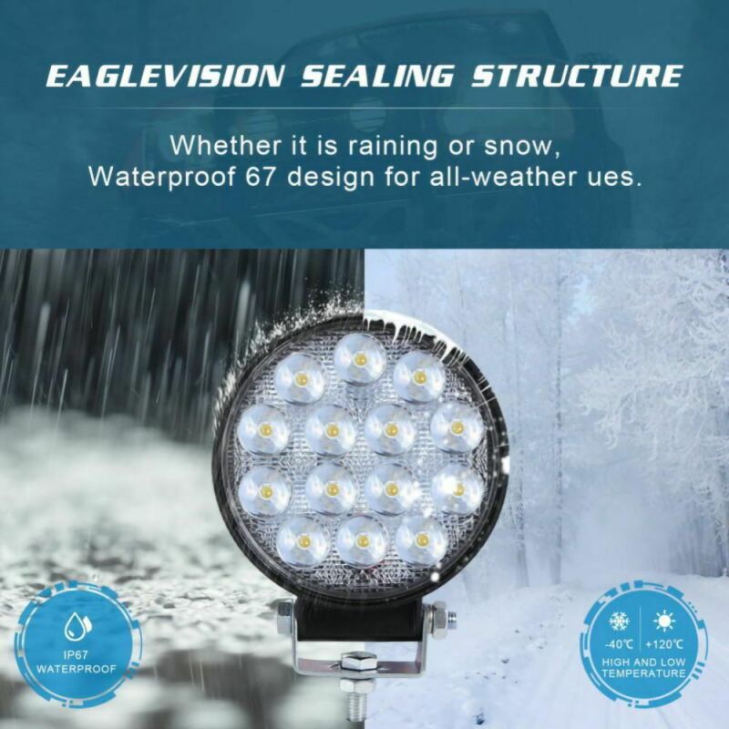 4.4"LED Work Light Waterproof 42W off Road Spot Flood Light Round LED Lamp for Car Truck Vehicle ATV Boat