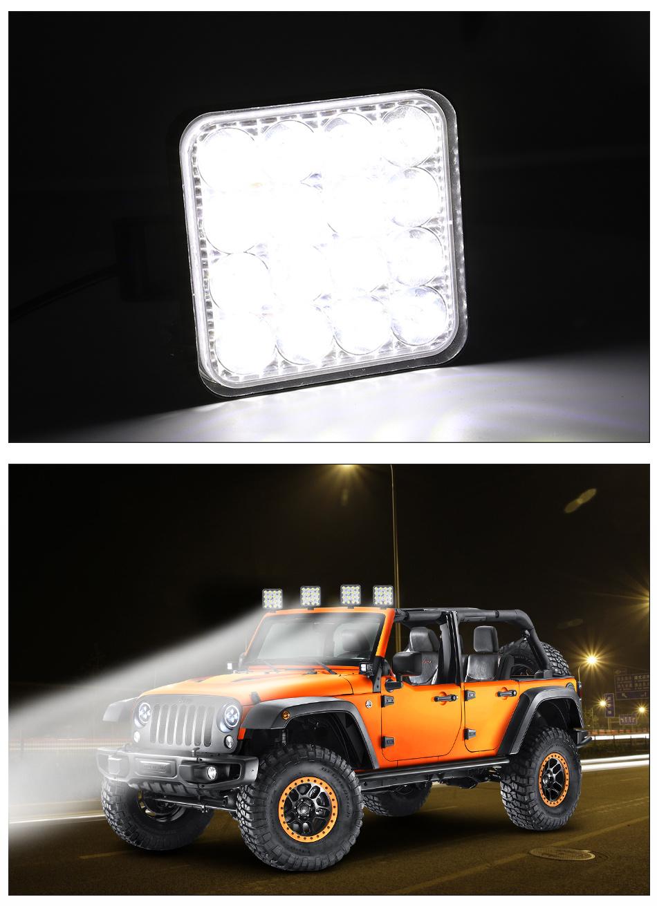 Dxz 4 Inch LED Work Light Bar 48W 16LED Spot Beam Work Light for Truck Jeep off-Road SUV 4X4 Jk 4WD