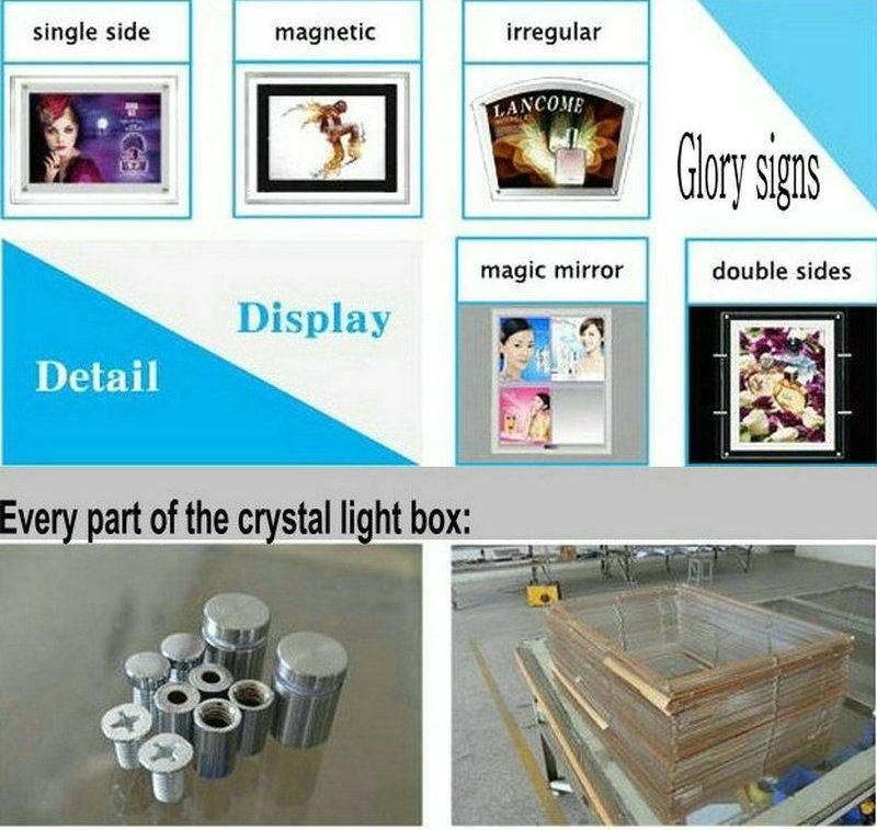 CE Approved Ceiling Hanging Crystal LED Light Box Sign
