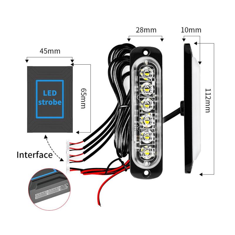 Dxz Remote Flash 4in1 6LED Strobe Lights Amber Hazard Warning Beacon Light Flashing Warning Light for Car Truck Trailer Caravan Camper Van