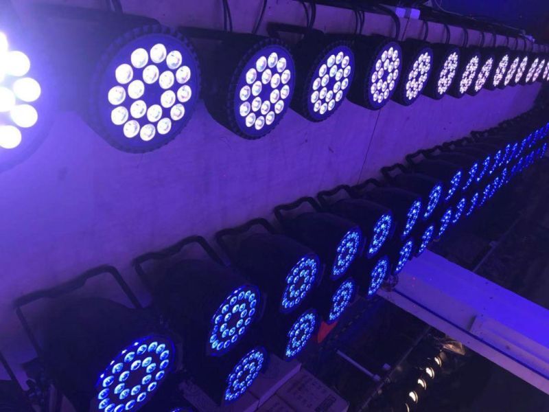 IP65 IP33 18*18W Slim PAR Light Stage Wedding Club DJ Show Equipment RGBWA+UV 6 in 1 Flat LED PAR Can