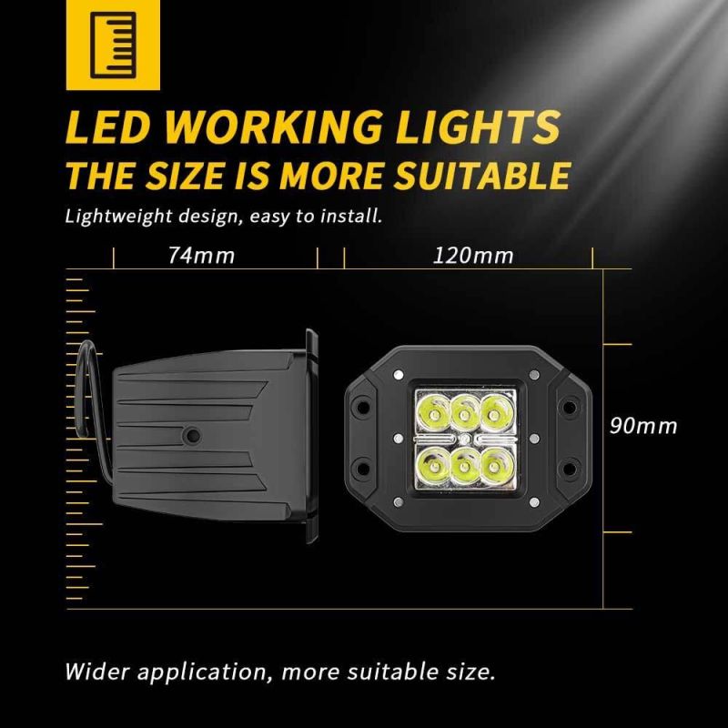 Dxz Ultra Bright 6LED 9-80V Light Bar Work Light Fog Lamp for Driving Offroad Boat Car Truck 4X4 SUV Jeep LED Rectangle Square Lamp