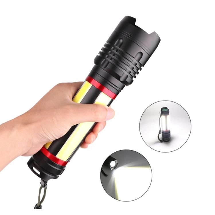 360° 4 Faces Battery Powered Rechargeable Waterproof Aluminum LED Work Camping Hand Torch LED Flashlight