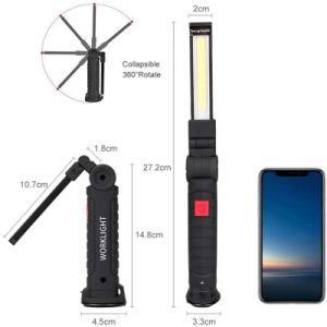 Built-in Battery Rechargeable Portable Rotation COB Work Lights Super Bright LED Flashlight Bottom with Magnet and Hook Lantern