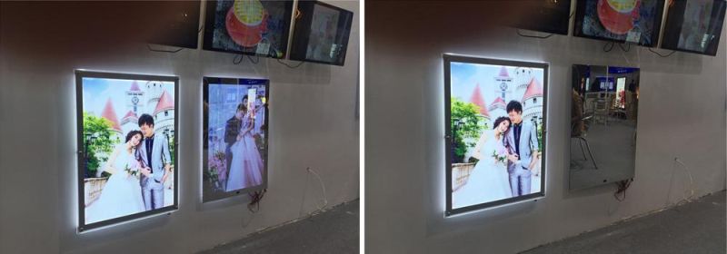 Acrylic Mirror Panel Advertising Light Box with LED Backlight