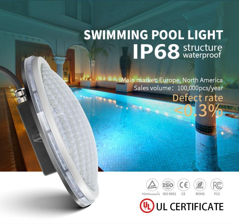 AC/DC12V 18W 6500K IP68 Waterproof Pool LED White Lighting PAR56 Swimming Pool Lamp