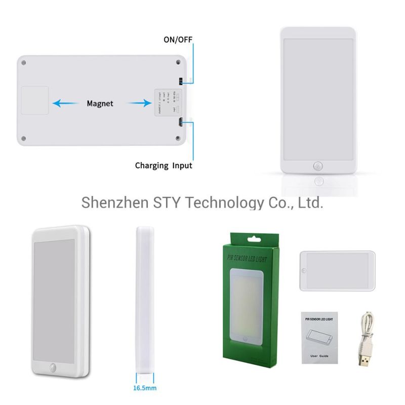 USB Rechargeable PIR Motion Sensor LED Furniture/Wardrobe/Kitchen Night Light Mounted by Magnet