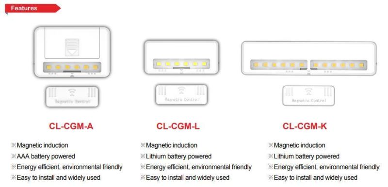 White Color LED Closet Light Cabinet Lamp Rechargeable Motion Sensor Lights