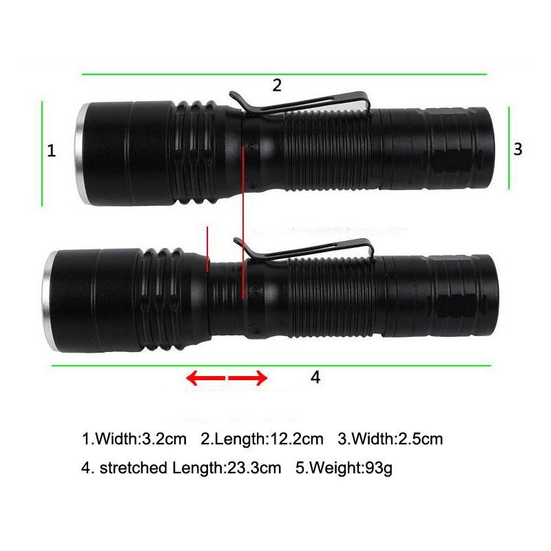C81 Portable Mini LED Zoom Flashlight Torch with Pen Clip