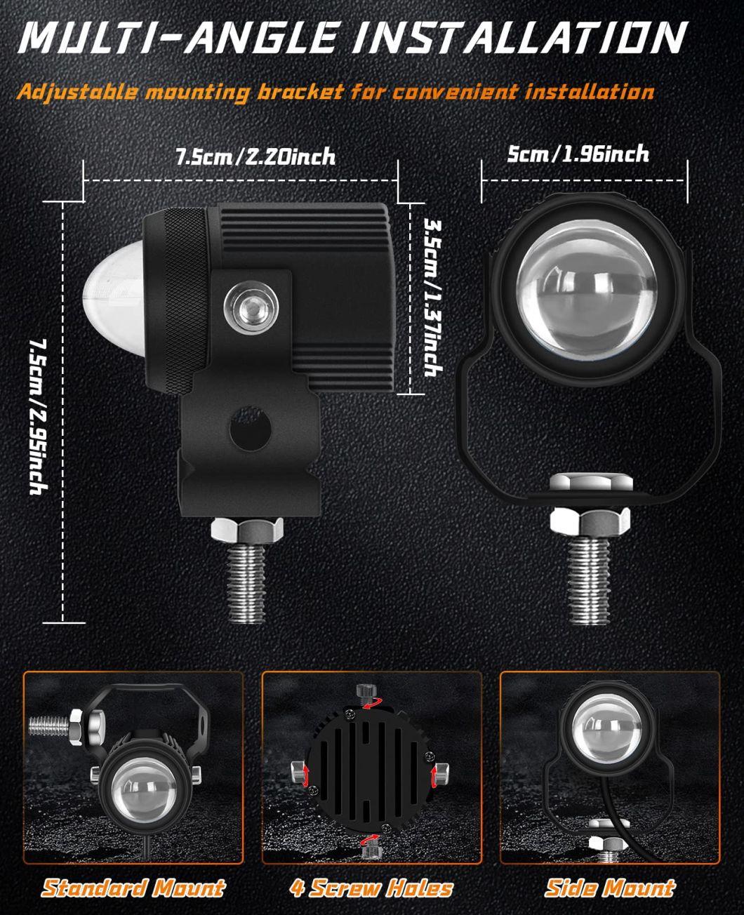 China Factory Supply Mini Driving Light Dual-Color White Amber Motorcycle LED Spotlights of Universal High Quality 30W