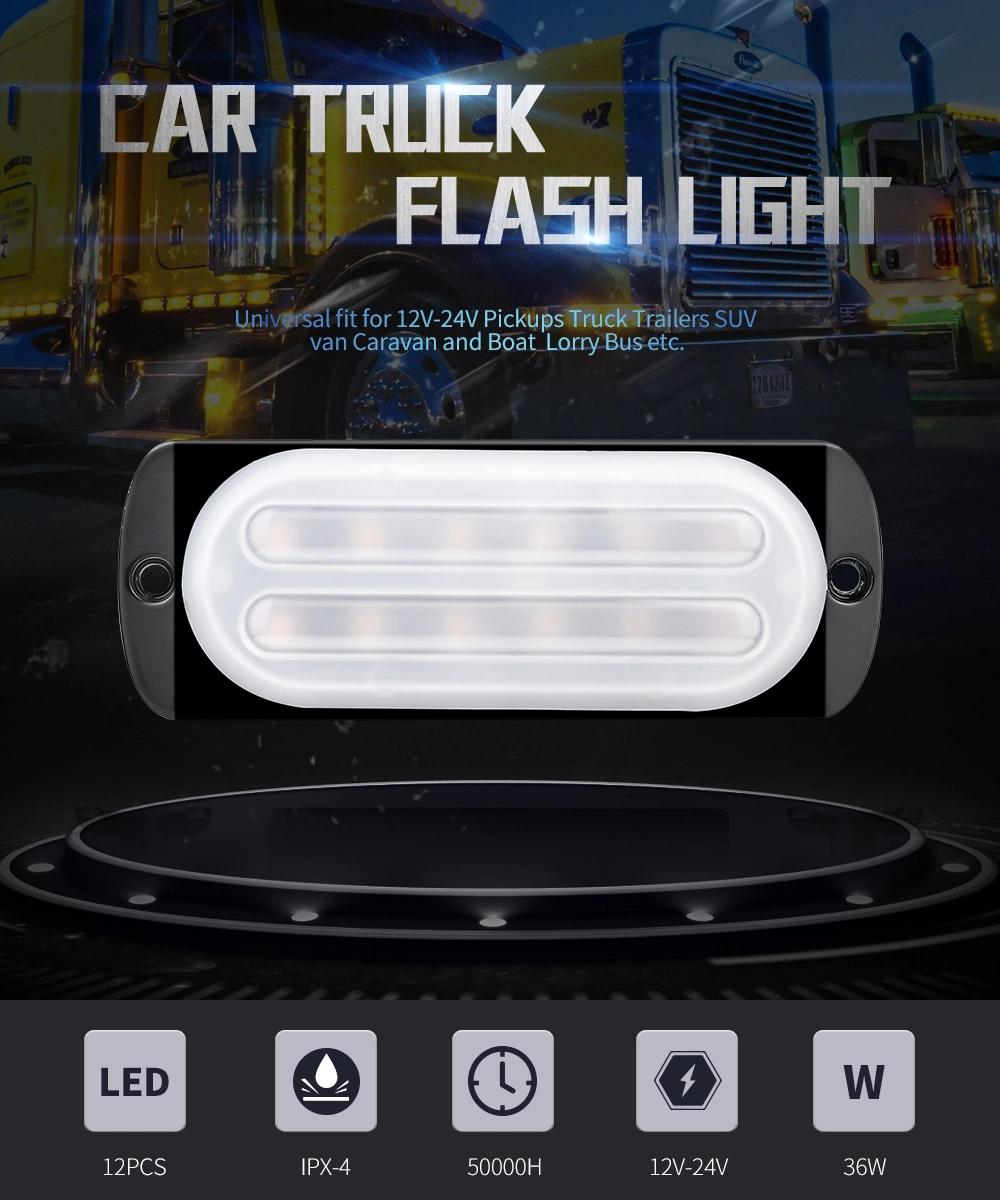 Dxz Strobe 12LED 36W Single Row Side Warning Light Truck Car DC 12V 24V White Amber Blue Red Flash