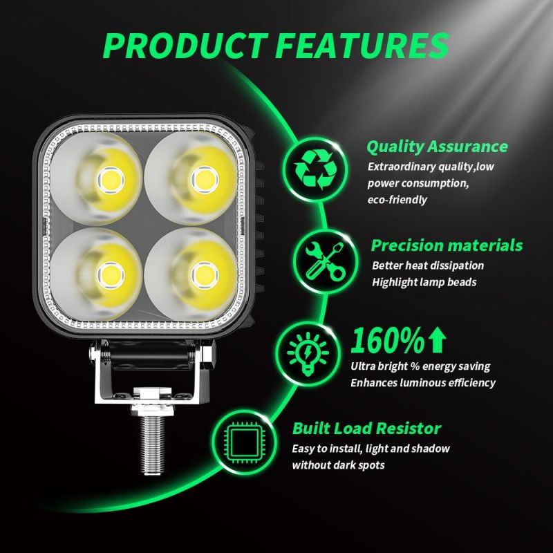Dxz 7070 Mini 4LED Ultra Bright Floodlight Auto Driving Light Fog Light LED Work Light for Vehicle/Truck/Car/Motorcycle/ATV