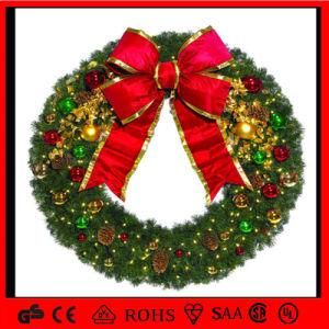 Christmas Green Hanging Wreath Bow Decoration LED Holiday Indoor Light