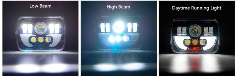 Rectangle LED Headlight DRL Hi/Low Sealed Beam H4 Plug for Jeep