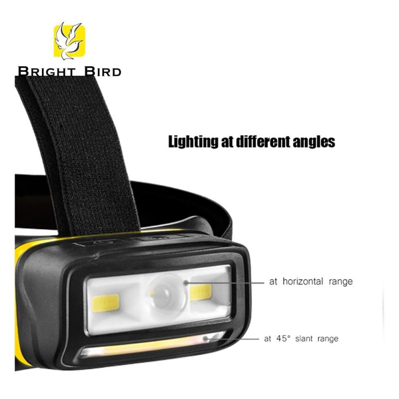 ABS+TPR Material New Design Low Price Cheap Price Competitive Price Hot Selling 5W LED+ 2*1.5W COB (front) + 5W COB (bottom) + Sensor Rechargeable Headlamp