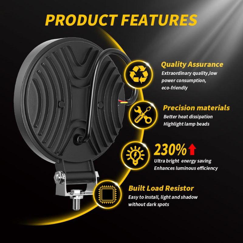 Dxz New Amber 4 Inch Windmill Leaf Spin Strobe Round off Road 27W 35mm LED Lamp LED Work Light for 4X4 4WD Flashing Lights