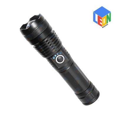 High Power USB Rechargeable Outdoor Camping Searching Work Aluminum LED Flashlight with Zoom in and Zoom out Function