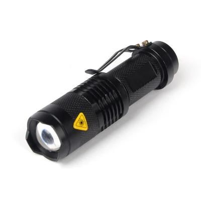 Waterproof Zoomable Torch Light Mini LED Flashlight with Clip