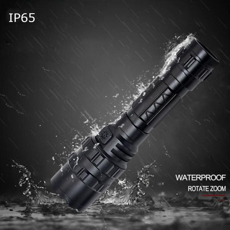 High Power Rechargeable Zoom in and Zoom out Outdoor Camping Searching Aluminum LED Flashlight