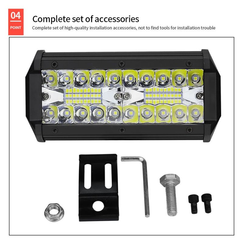 Dxz 7inch 120W 40LED DC 12V-24V Car LED Work Light 6000K LED Light Bar for Truck Motorcycle SUV ATV Car Boat