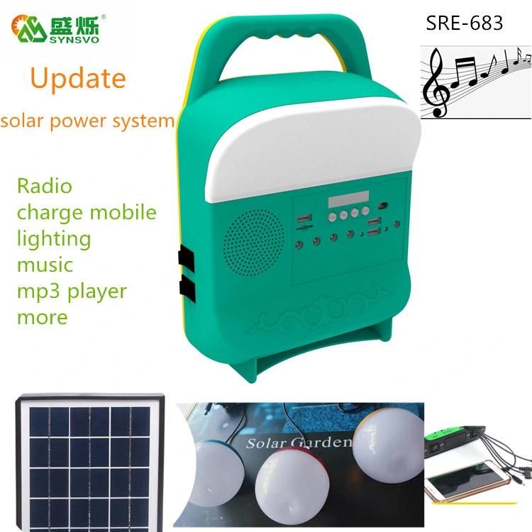 Solar Light Solar off-Grid Power Generation System Lighting Camping Lamp with Radio Mobile Phone Rechargeable Flashlight