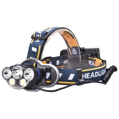 Wholesale T6 COB LED Camping Head Torch Lamp Emergency Head Torch Light Flashing Warning LED Headlight Zoomable Portable LED Headlamp