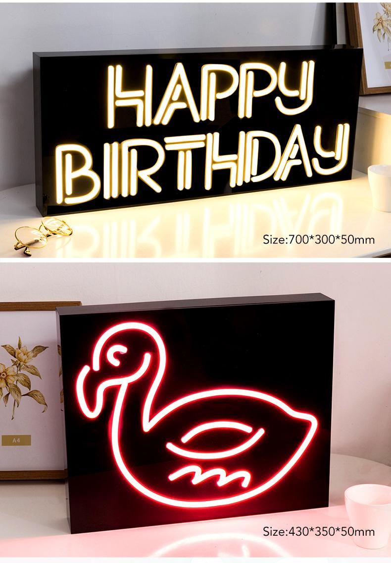 Happy Birthday Flexible LED Neon Sign with Black Acrylic