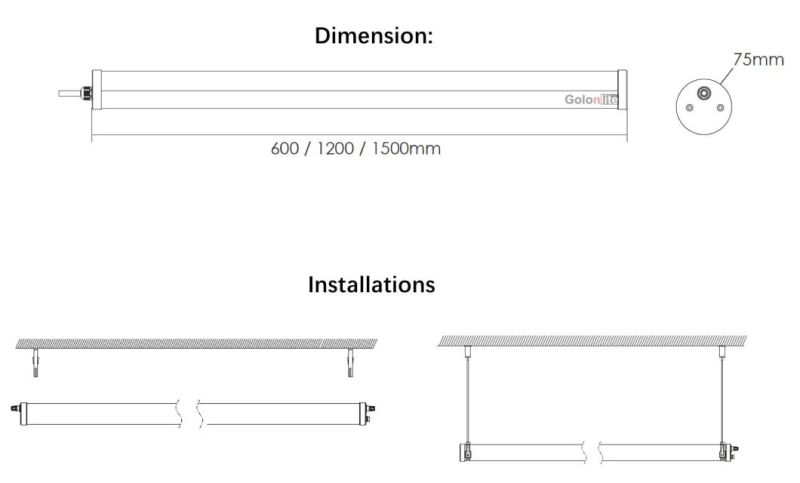 Emergency Rechargeable Tri-Proof Light Batten Fixture LED Waterproof Batten Light