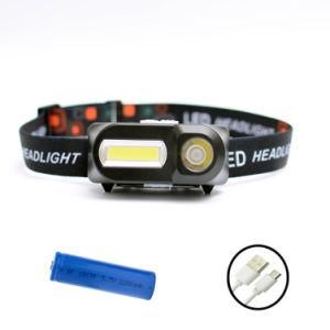 Waterproof Outdoor Lighting 18650 Rechargeable Battery Powered COB LED Headlamp