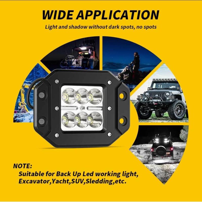 Dxz Ultra Bright 6LED 9-80V Light Bar Work Light Fog Lamp for Driving Offroad Boat Car Truck 4X4 SUV Jeep LED Rectangle Square Lamp