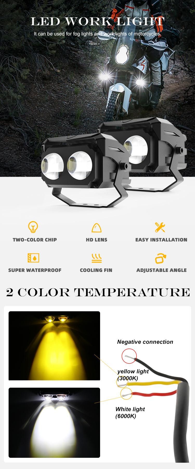 Waterproof HD Lens Work Lamp Car 6500K 3000K Yellow Truck SUV Offroad 3inch 24V 12V LED Fog Driving Lights