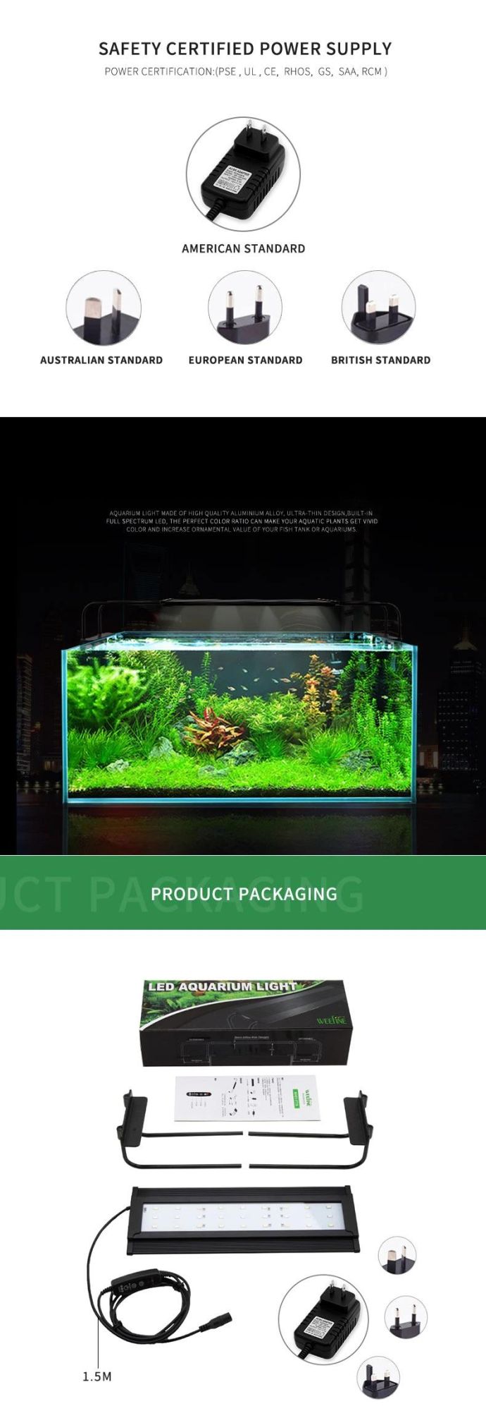 Weefine High CRI LED Aquarium Light for Freshwater Carol and Fish Tank with Telescopic Brackets (MA03-FT30 PRO)
