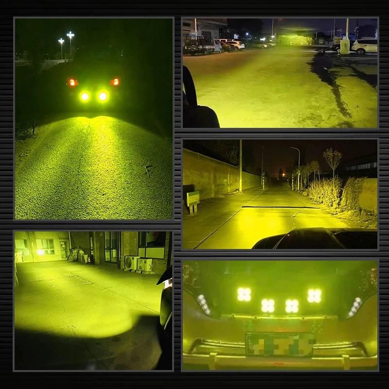 Dual Color Yellow White LED Fog Driving Light 3 Inch 40W LED Work Light for Jeep SUV Truck Offroad