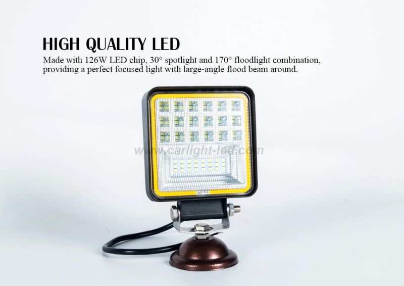 126W Square SMD 3030 Waterproof Working Light Headlight LED Work Light