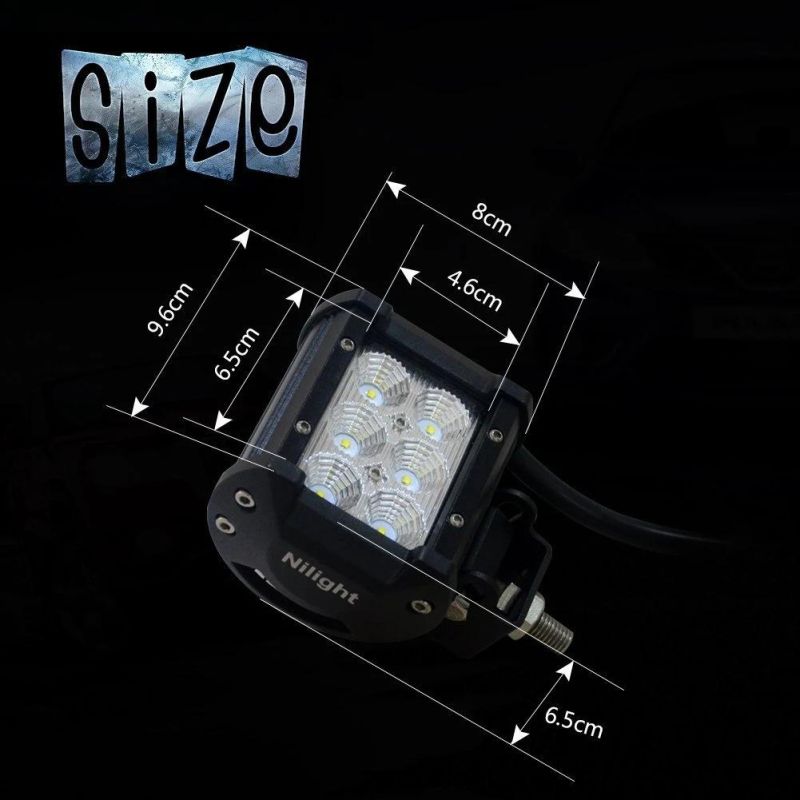 Auto Parts 18W Square CREE LED Work Light for Jeep Car Pickup Tractor
