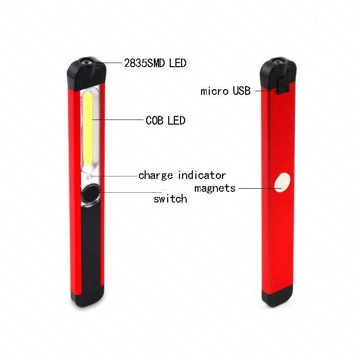 Multifuction COB Red Warning LED Torch with Magnets