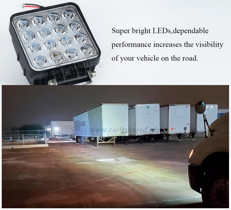 4 Inch 48W LED Work Square Fog Truck Light Driving Spot Lights off-Road Lamp