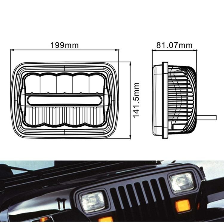 4X6 Inch 45W Sealed Beam LED Headlight Replacement for Truck Ford Jeep Jk White DRL Car LED