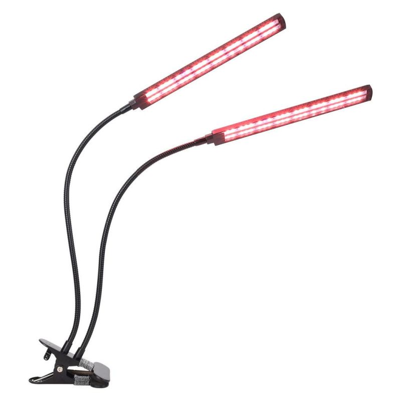 Dual Head 50W Dimming Timer Clip LED Grow Light for Indoor Plants Hydroponics Garden Home Office Grow Lighting