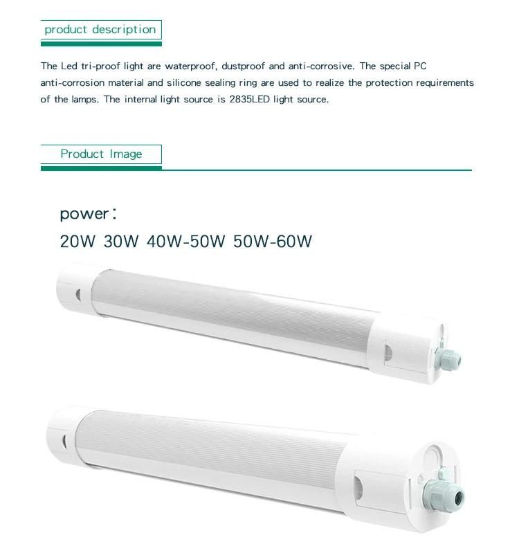 IP65 LED Tri-Proof Light 20W High Power Waterproof LED Tube Triproof Light