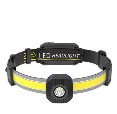 Newest Design 500 Lumen COB Head Light with Warning Lights Rechargeable Head Torch Lamp Portable LED Headlight Camping LED Headlamp