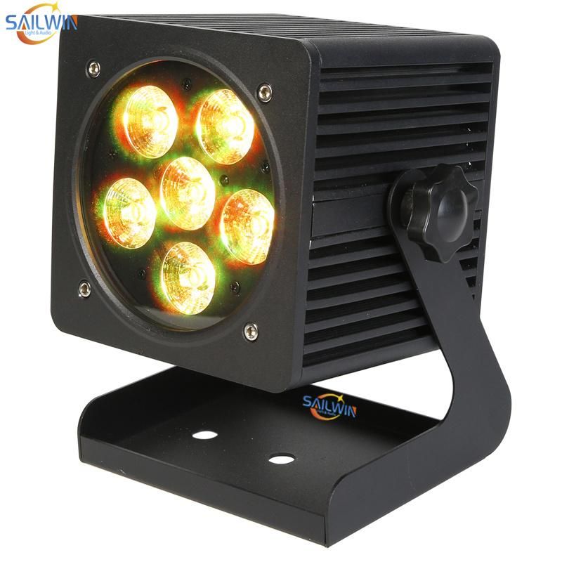 6in1 RGBWA+ UV DMX Wireless Battery Operated LED PAR Can